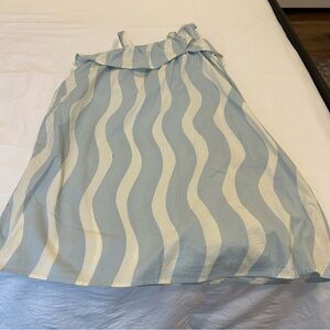 Blue and White Striped Girls’ Off the Shoulder Dress